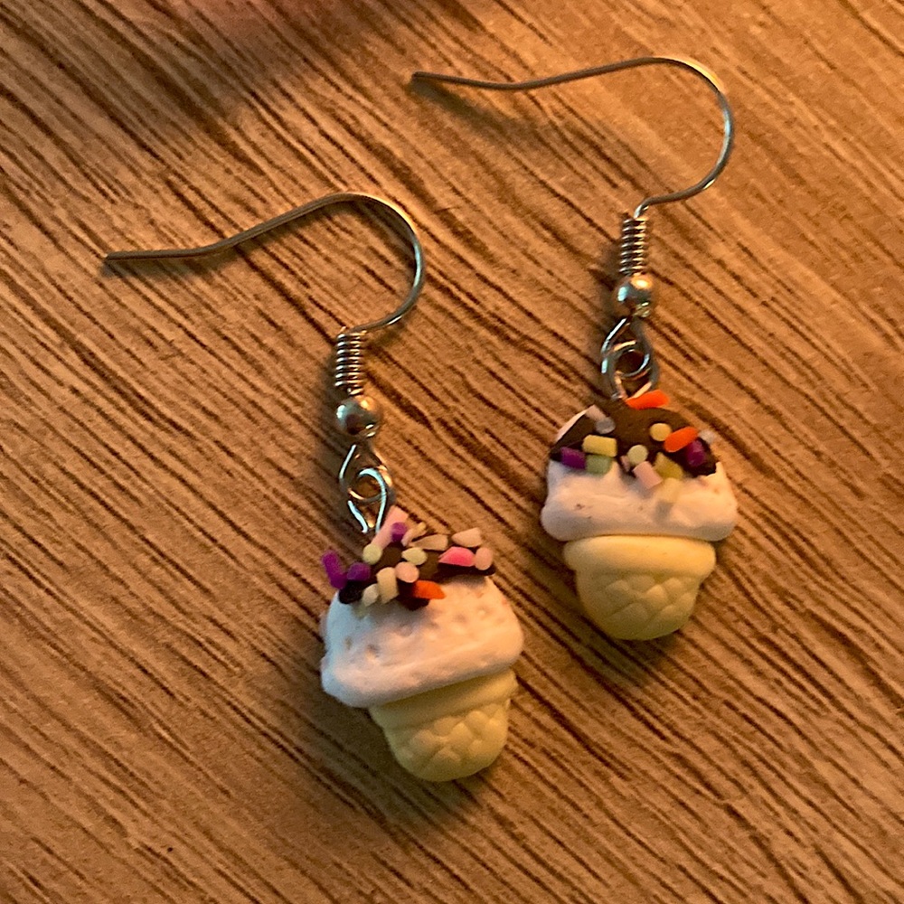 Clay Handmade Ice Cream Dangle Earrings NEW